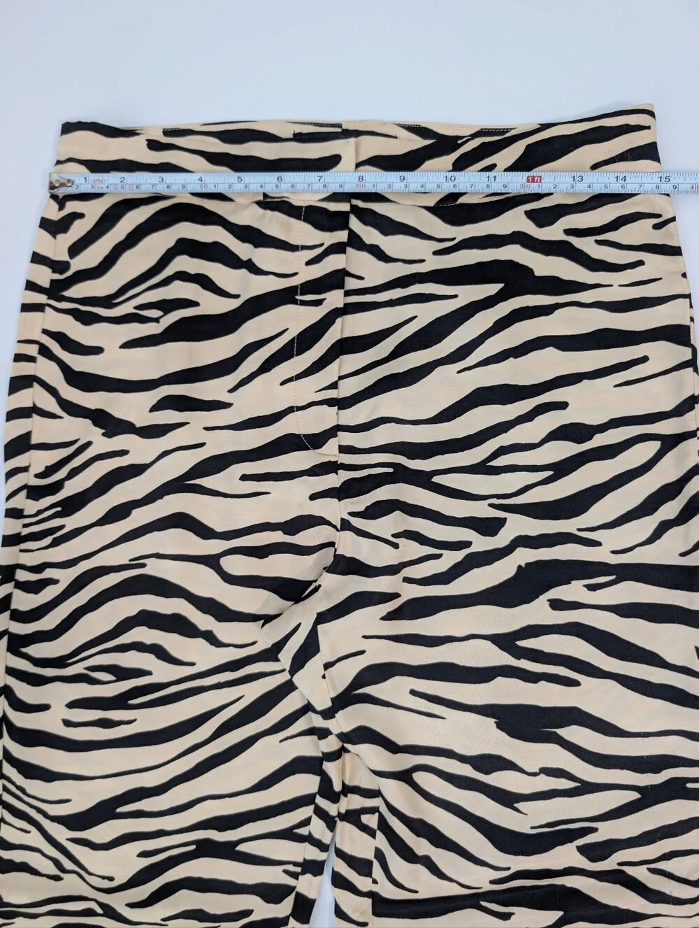 ZARA Women's Zebra Print Split Hem Straight-Leg Pants Viscose Beige Black S - Picture 9 of 13